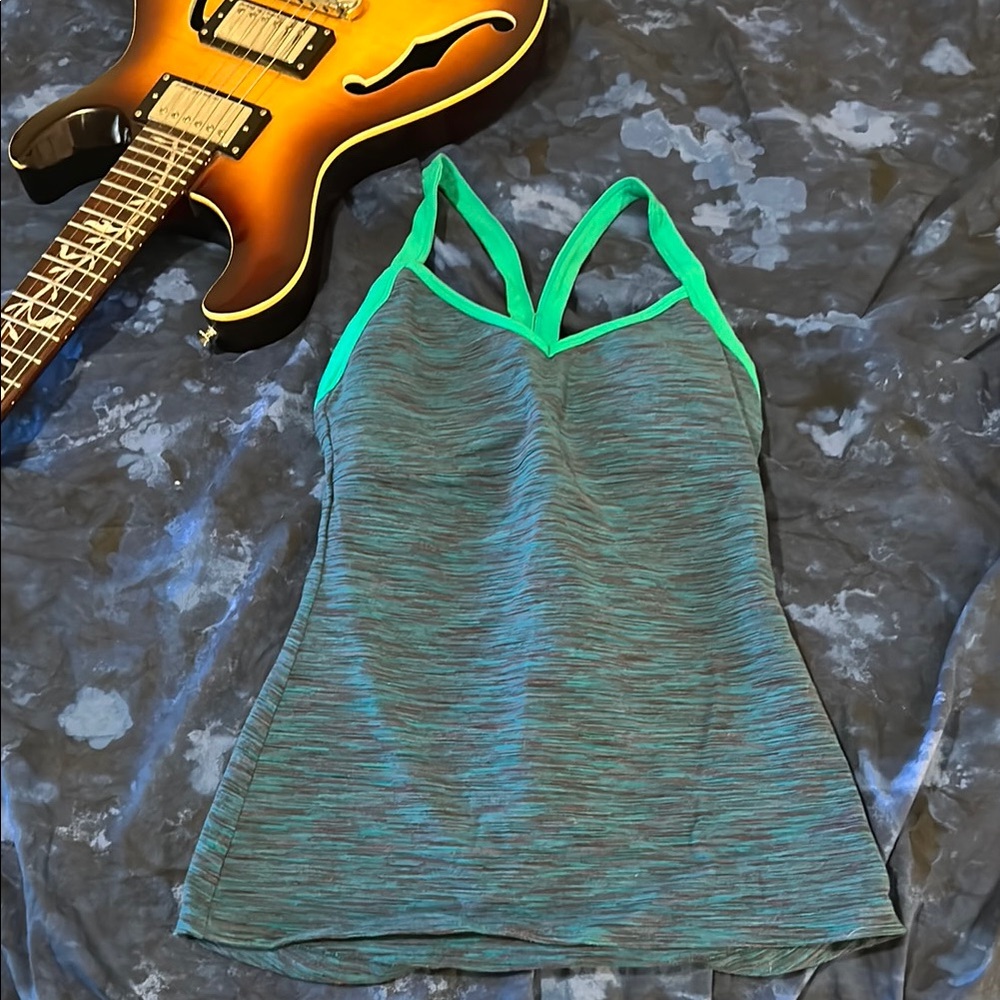 ALO Stylish Green and Gray Bralette Tank Top